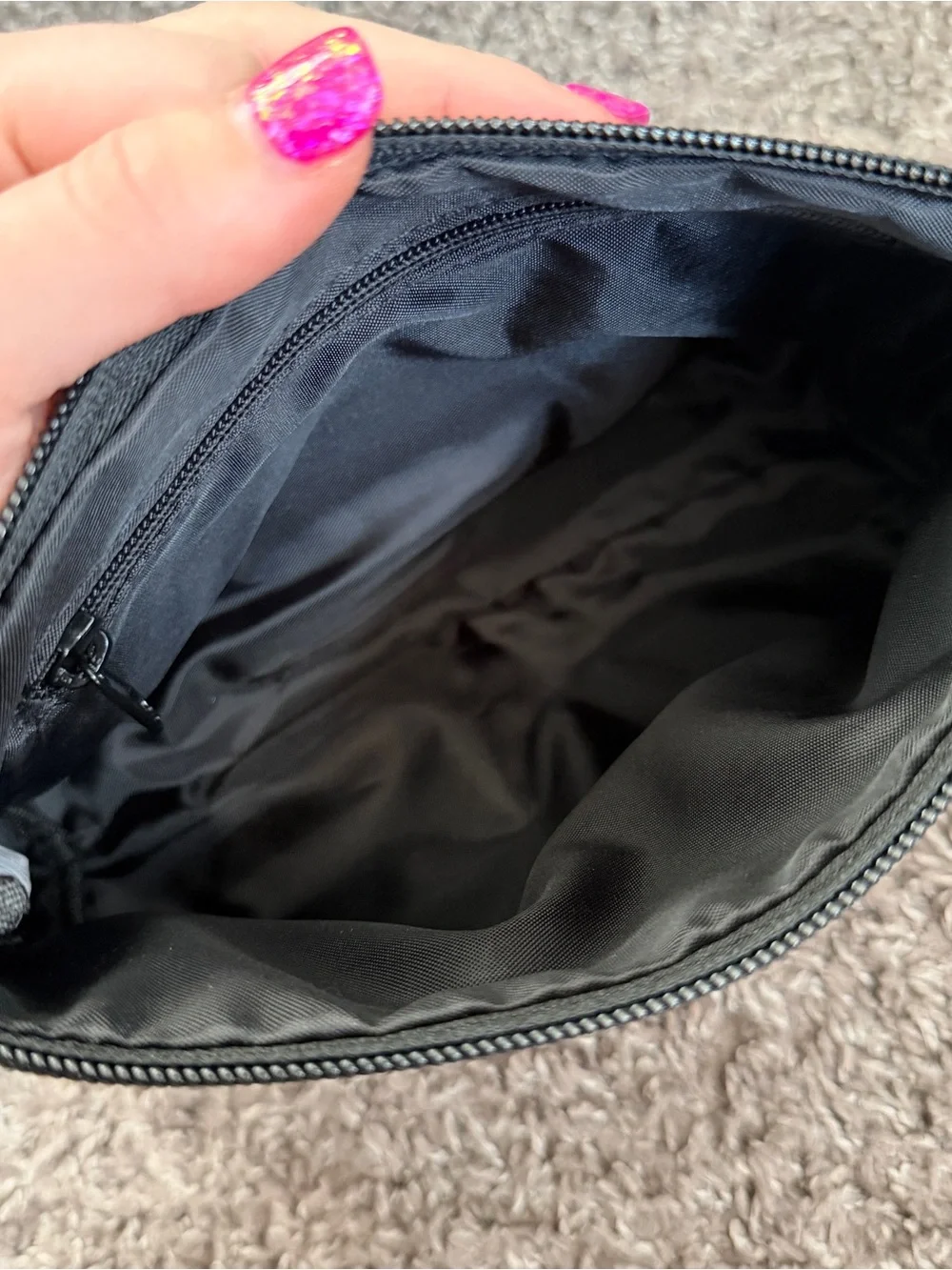 Cream and black Cosmetic Pouch